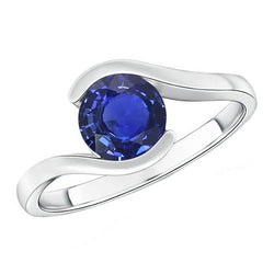 2 Carats Solitaire Ring Ceylon Sapphire Tension Style Gold Jewellery