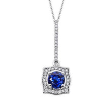 2 Ct Ceylon Sapphire Diamond Necklace Pendant White Gold 14K