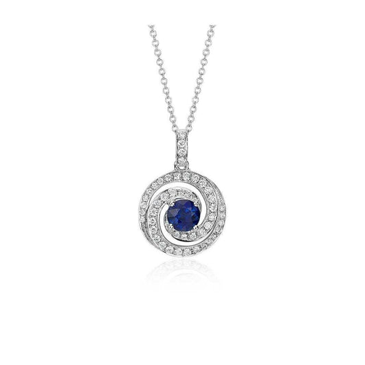 2 Ct Sri Lanka Round Sapphire And Diamond Necklace Pendant