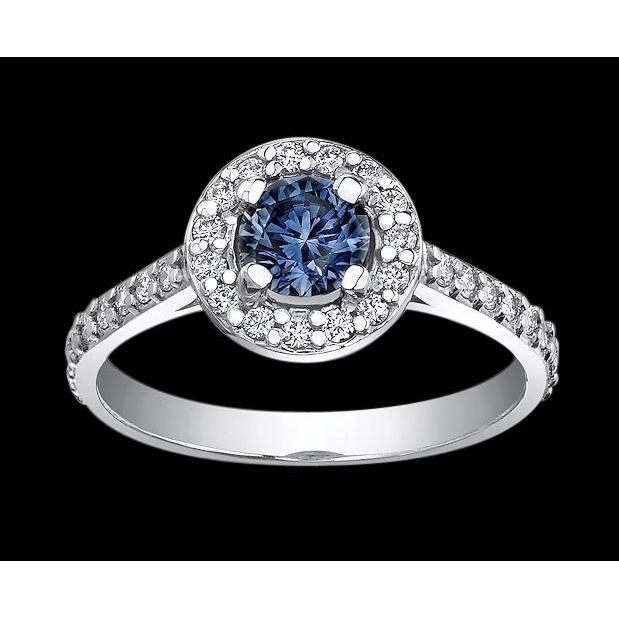 2 Ct. Blue Halo Diamond Gemstone Ring White Gold