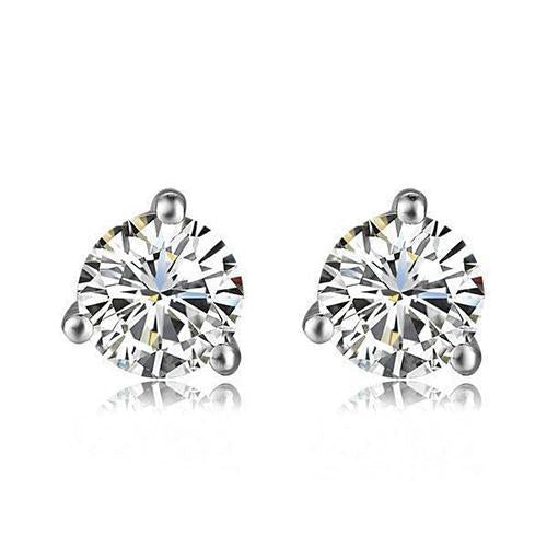 2 Ct. Sparkling Round Stud Diamond Fine Earring Lady White Gold