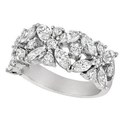 2 Carat Marquise And Round Natural Earth Mined Diamond Engagement Band White Gold 14K New