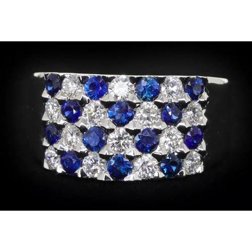 2 Carats Blue Sapphire Stones Anniversary Ring Thick Shank