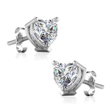 2 Carats Heart Shape Diamonds Women Studs Earring White Gold