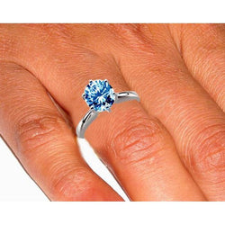 2 Ct Blue Diamond Engagement Gemstone Ring White Gold