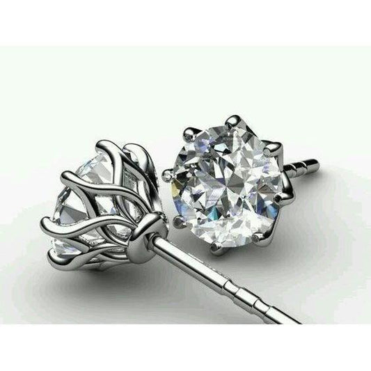 2 Ct Diamond Stud Earring Solid White Gold Jewelry