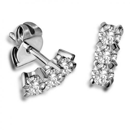 2 Ct Round Prong Set Diamond Drop Earring 14K White Gold