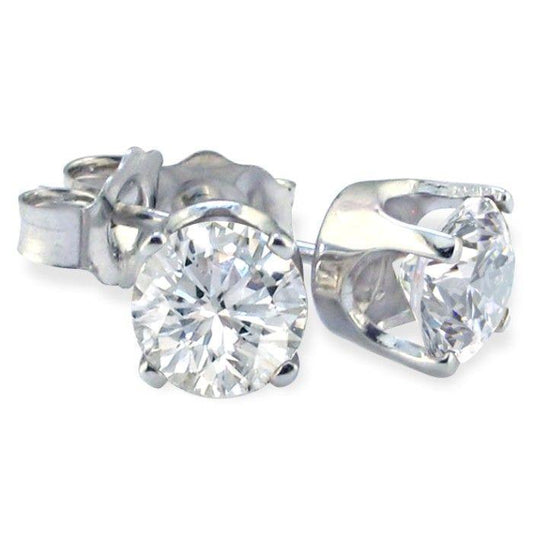 2 Ct Solitaire Round Studs Diamond Earring White Gold 14K