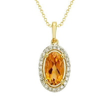 20.50 Ct Prong Set Citrine And Diamonds Pendant Yellow Gold 14K