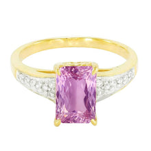 20.70 Ct Pink Kunzite And Diamonds Ring Two Tone 14K Gemstone