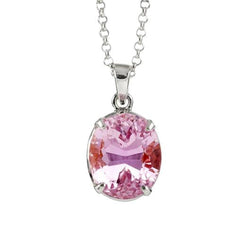 21 Carats Oval Pink Kunzite Necklace Pendant White Gold Jewellery New