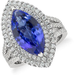 21.25 Ct Solitaire With Accent Tanzanite With Natural Earth Mined Diamonds Ring Gold 14K