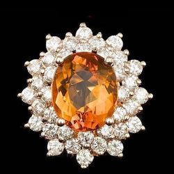 21.50 Ct Oval Cut Natural Citrine Diamond Wedding Ring White Gold 14K