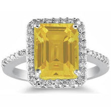 22 Carats Yellow Citrine And Diamond Wedding Ring White Gold Jewelry