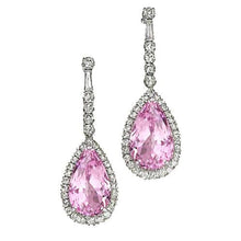 22.68 Ct Pear Shape Kunzite With Diamond Dangle Women Earring