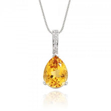 22.75 Carats Prong Set Citrine With Diamonds Pendant White Gold 14K