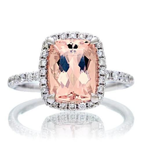 25.25 Carats Morganite And Diamonds Wedding Ring Gold White 14K