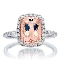25.25 Carats Morganite And Diamonds Wedding Ring Gold White 14K