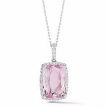 27 Ct. Pink Kunzite With Diamonds Pendant White Gold