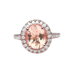 27.50 Ct Solitaire With Accent Morganite With Diamonds Ring Gold 14K