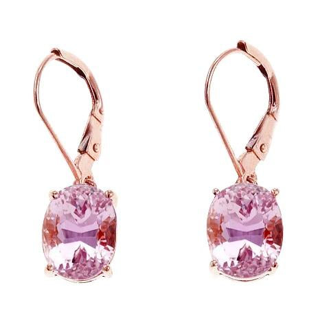29 Ct Prong Set Pink Kunzite Dangle Earrings 14K Rose Gold