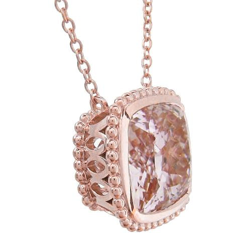 29.00 Carats Big Pink Kunzite Pendant Necklace Rose Gold 14K New