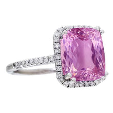 29.25 Ct Kunzite With Diamonds Ring Prong Set White Gold 14K New