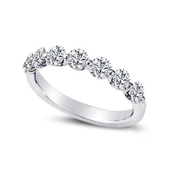 2.10 Carat Round Diamond Half Eternity Band White Gold 14K New