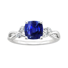 2.10 Carats Ceylon Sapphire And Diamonds Ring 14K White Gold