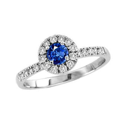 2.10 Carats Sri Lanka Sapphire And Diamond Ring White Gold 14K