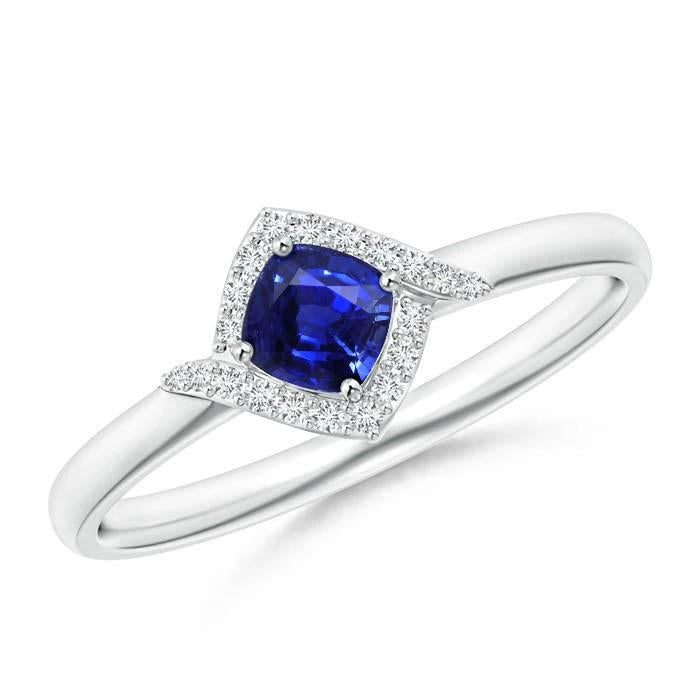 2.25 Carats Ceylon Sapphire And Diamond Promise Ring White Gold 14K