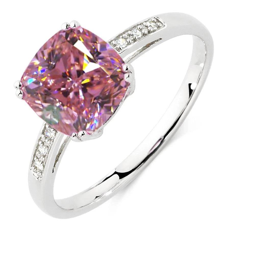 2.25 Carats Pink Sapphire And Diamond Ring White Gold 14K