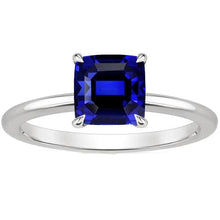 2.25 Carats Solitaire Ring Cushion Cut Sri Lankan Sapphire Prong Set
