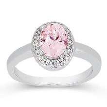 2.26 Cts. Halo Pink Oval Gemstone Anniversary Ring White Gold