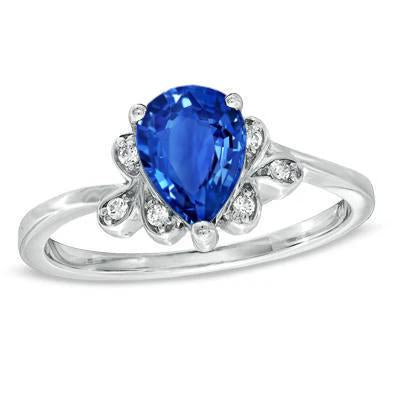 2.30 Carats Ceylon Sapphire And Diamond Ring White Gold 14K