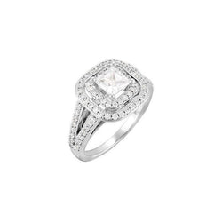 2.33 Ct Princess Center Diamond Halo Wedding Anniversary Ring