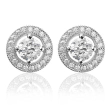 2.38 Carats Round Cut Diamonds Women Stud Halo Earrings White Gold