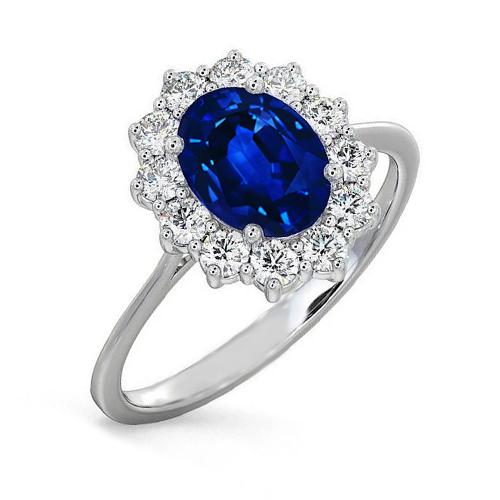 2.40 Carats Ceylon Sapphire And Diamond Ring White Gold 14K