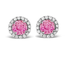 2.40 Ct Pink Sapphire And Diamond Stud Earring Halo White Gold 14K
