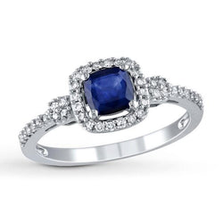 2.45 Ct Ceylon Sapphire And Natural Earth Mined Diamonds Halo Fancy Ring White Gold 14K
