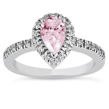 2.46 Ct Pink Pear Halo Gemstone Wedding Anniversary Ring Gold 14K