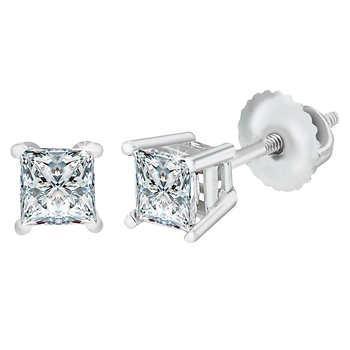 2.5 Ct Princess Cut Diamond Studs Earring