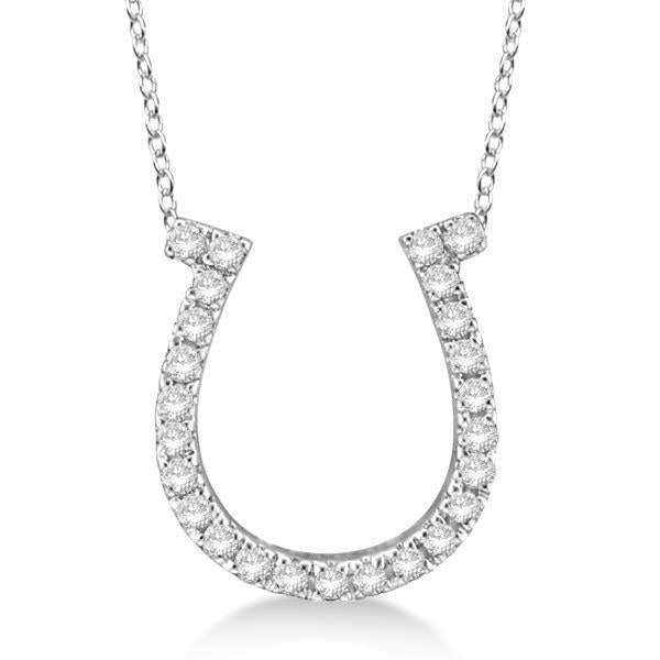 2.5 Ct Round Cut Diamonds Horseshoe Pendant Necklace14K White Gold