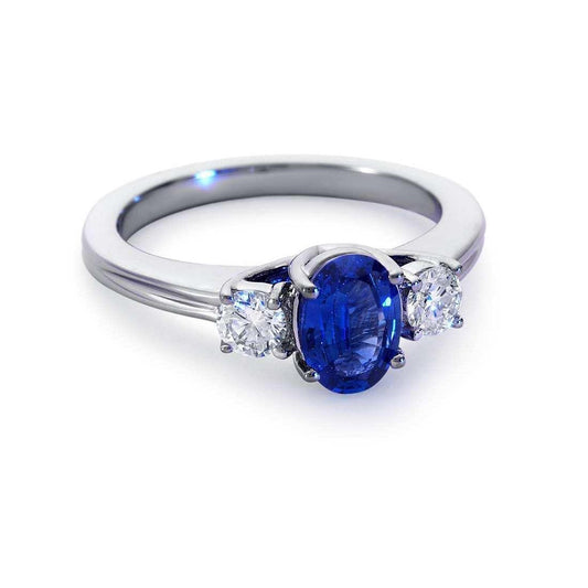 2.50 Carats Ceylon Sapphire With Diamonds 3 Stone Anniversary Ring