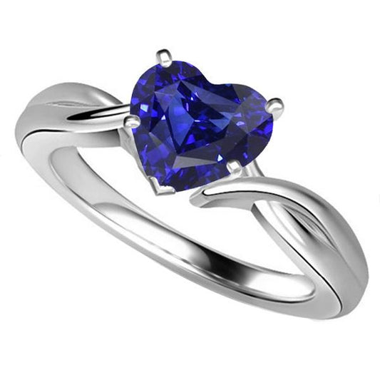 2.50 Carats Gold Solitaire Ceylon Blue Sapphire Ring Twisted Shank