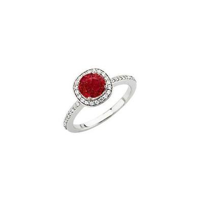 2.50 Carats Red And White Round Ruby Ring Jewelry White Gold 14K