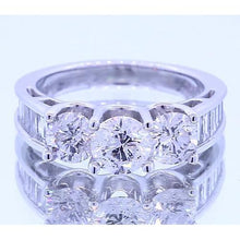 2.50 Carats Round 3 Stone Diamond Engagement Ring White Gold 14K