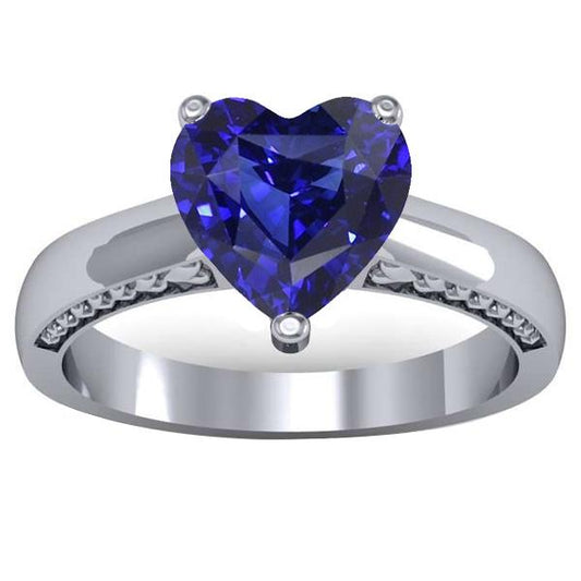 2.50 Carats Solitaire Ceylon Sapphire Ring Prong Set White Gold