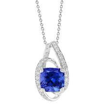 2.50 Carats Tanzanite With Diamonds Pendant Necklace White Gold 14K