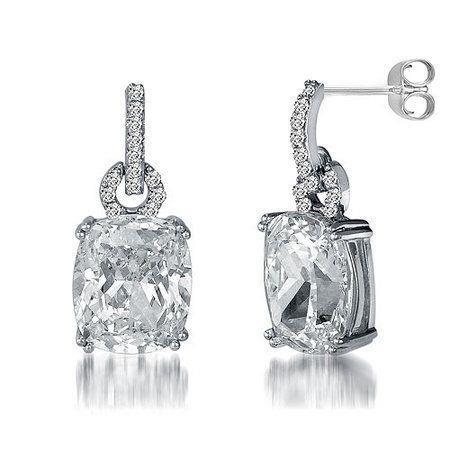 2.50 Ct Cushion & Round Cut Dangle Earring White Gold